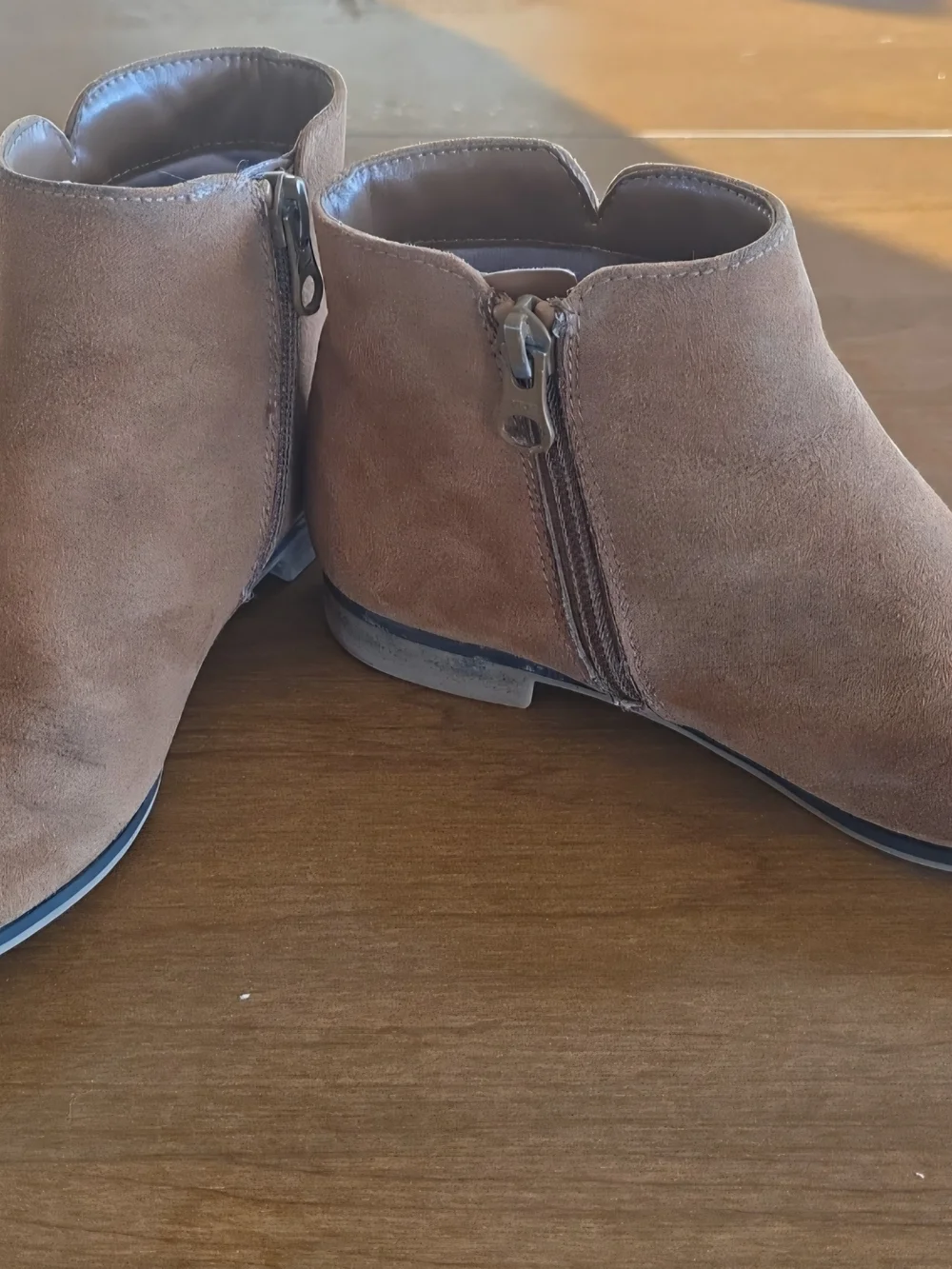 Kid's Brown Suede Ankle Boots with Side Zipper